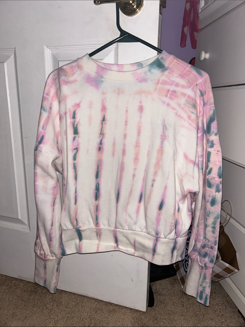 Old Navy Pink & Teal Tie-Dye Crewneck Sweatshirt